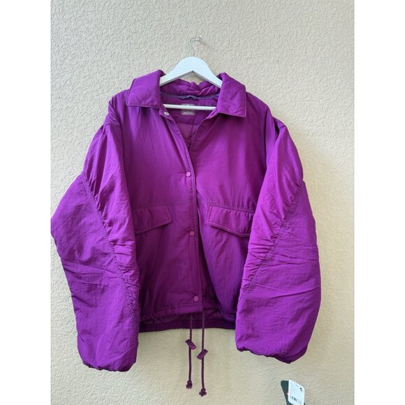 Free People Movement Off The Bleachers Coaches Purple Women’s Jacket Size L - Picture 2 of 10